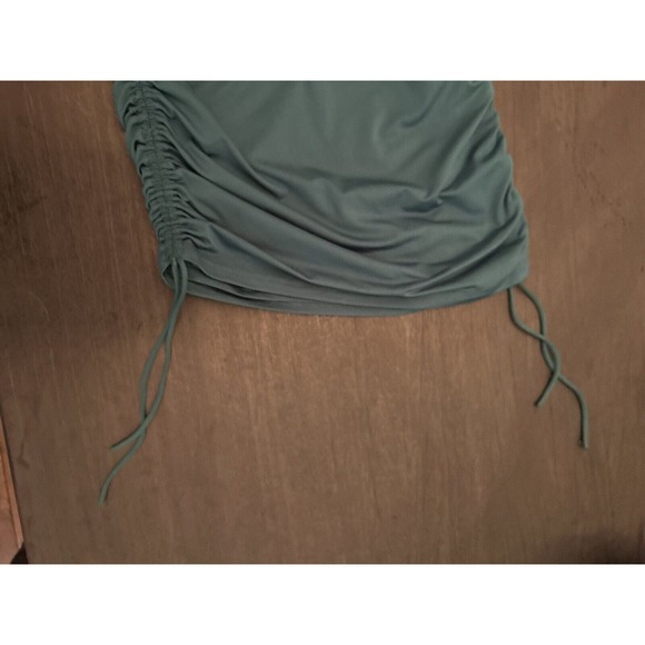 Superdown Dress Green Cory Ruched Sides Crewneck Small Bodycon Midi - Picture 6 of 8
